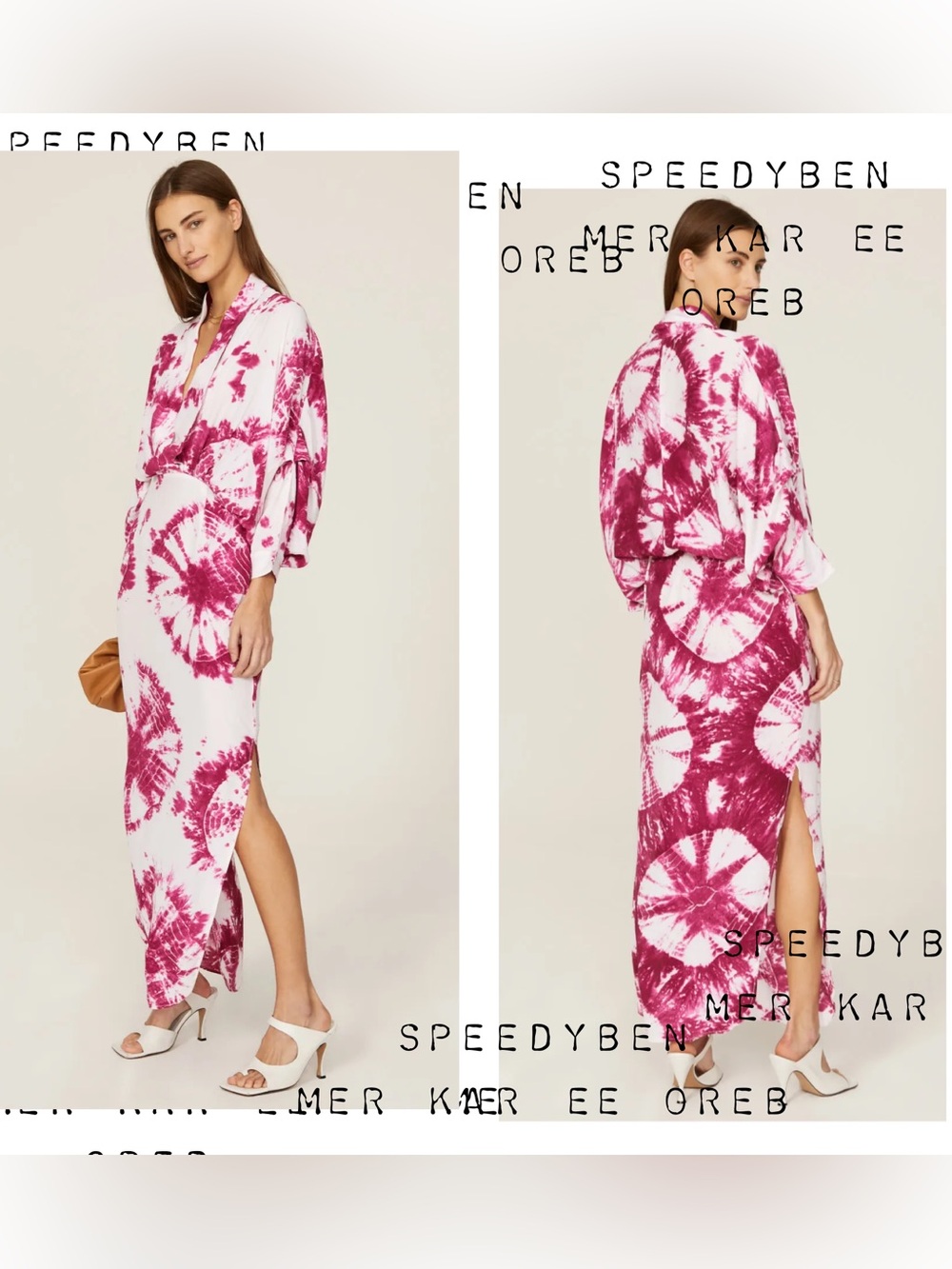 SWF S/W/F Magenta Tie Dye Plunge Dress Small